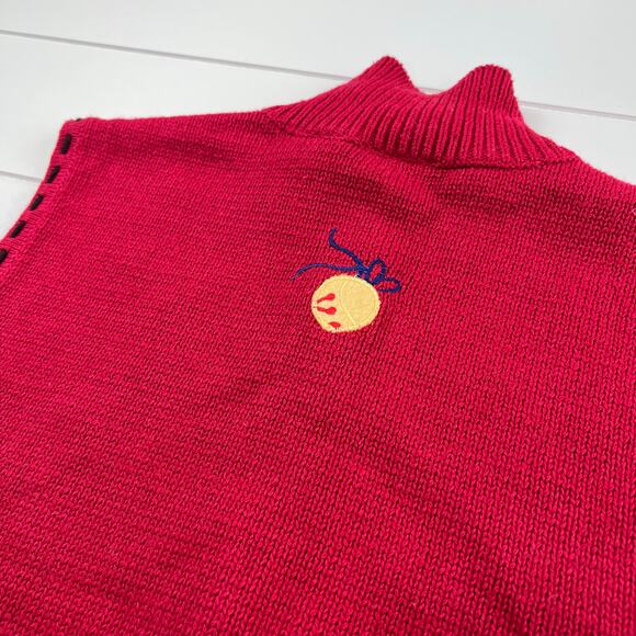 Cappagallo Vintage Red Holiday Winter Snowman Sweater Vest Size Small Full Zip - Picture 7 of 7
